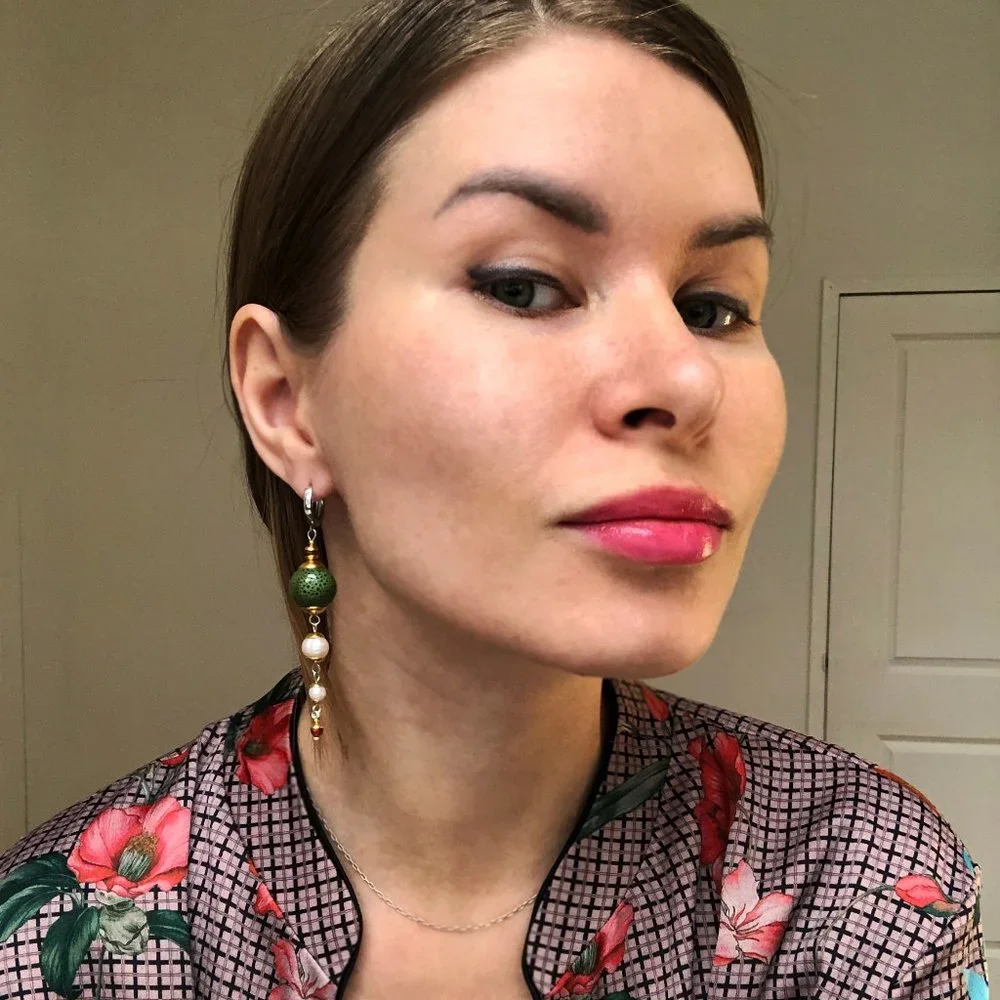 Long massive earrings dangle, chunky bead boho earrings